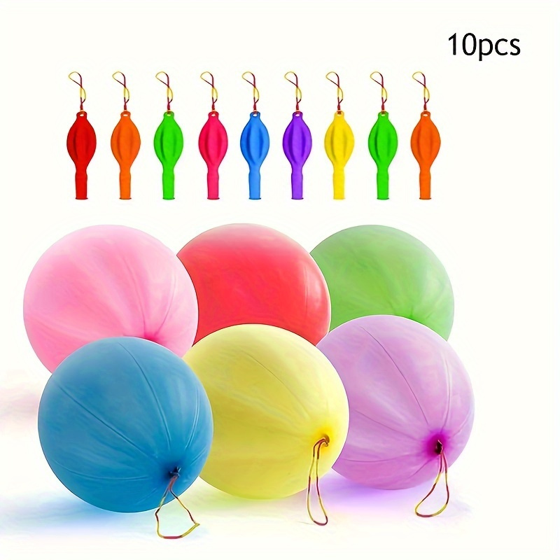 

10pcs, Colorful Punch Balloons, Heavy Duty Punching Balloons With Rubber Bands, Birthday Decorations, Party Bag Fillers, Fun Outdoor Toys, Party Favors, Novelty Stuff, Creative Gift