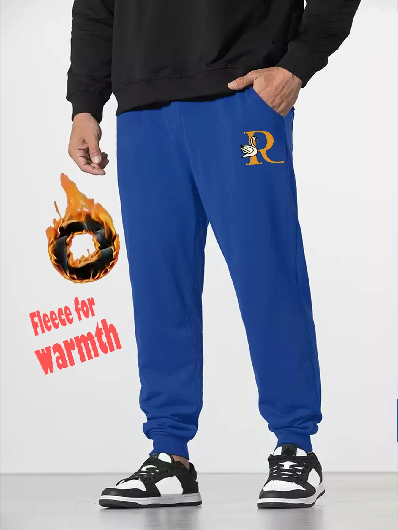 Plus Size Men's Alphabet K Print Sweatpants Thick Fleece - Temu