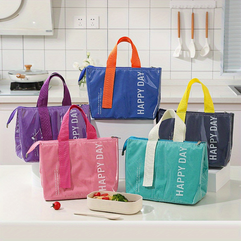 Minimalist Solid Color Insulated Lunch Bag Lightweight Zipper
