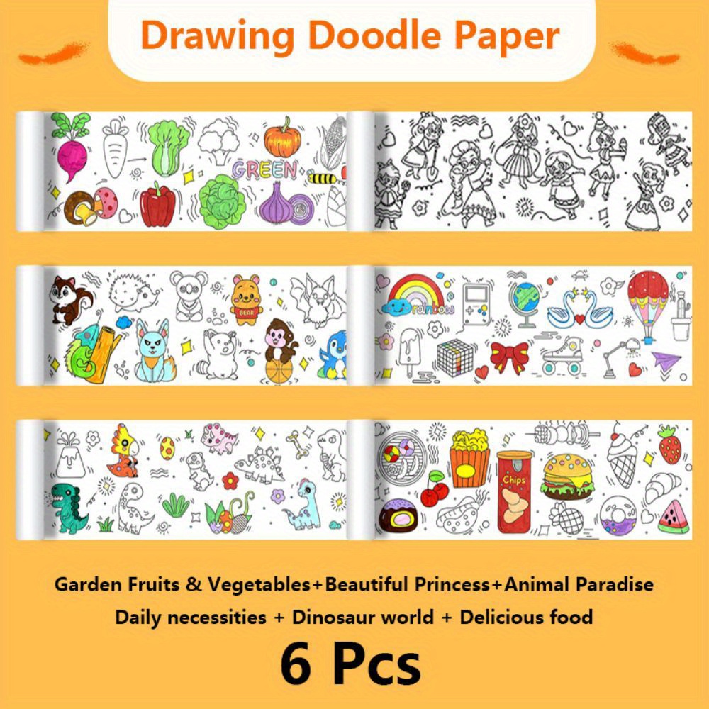 Children's Doodle Painting Roll Coloring Painting Drawing - Temu
