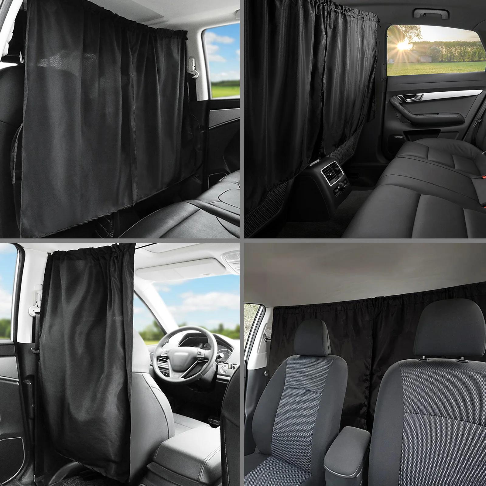 Rideaux de séparation de voiture - 190 x 120 cm - Grands rideaux de  confidentialité noirs pour siège avant et arrière - Protection universelle  pour