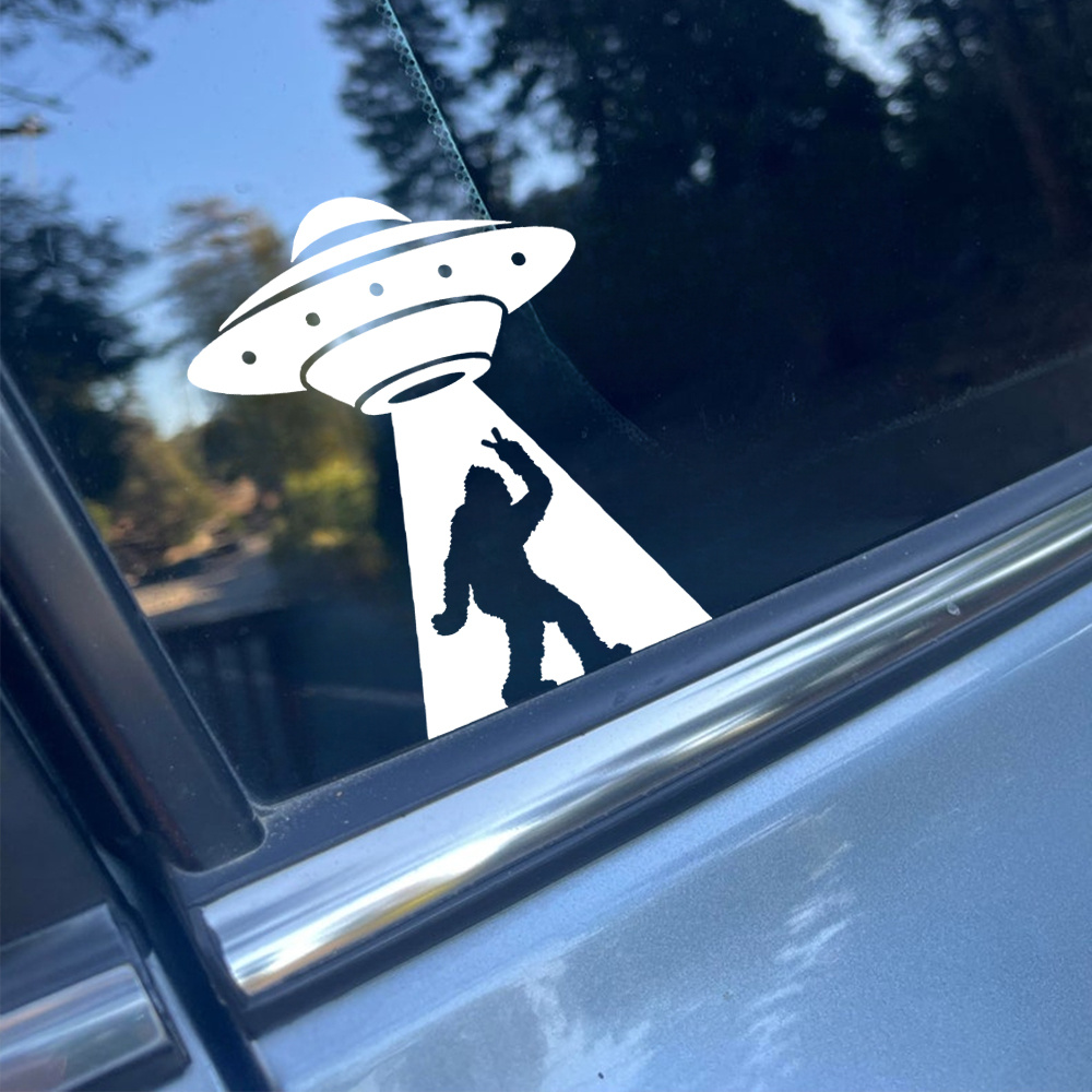 Sasquatch UFO Decal Peace Sign Alien Abduction Funny Vinyl Car Window Laptop Sticker 6