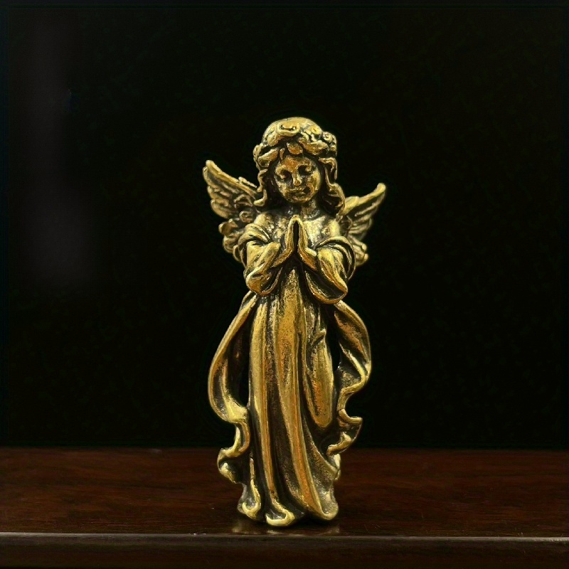 Brass Retro Guardian Angel Desktop Ornament Love God Cupid Statue Copper  Carving Living Room Crafts
