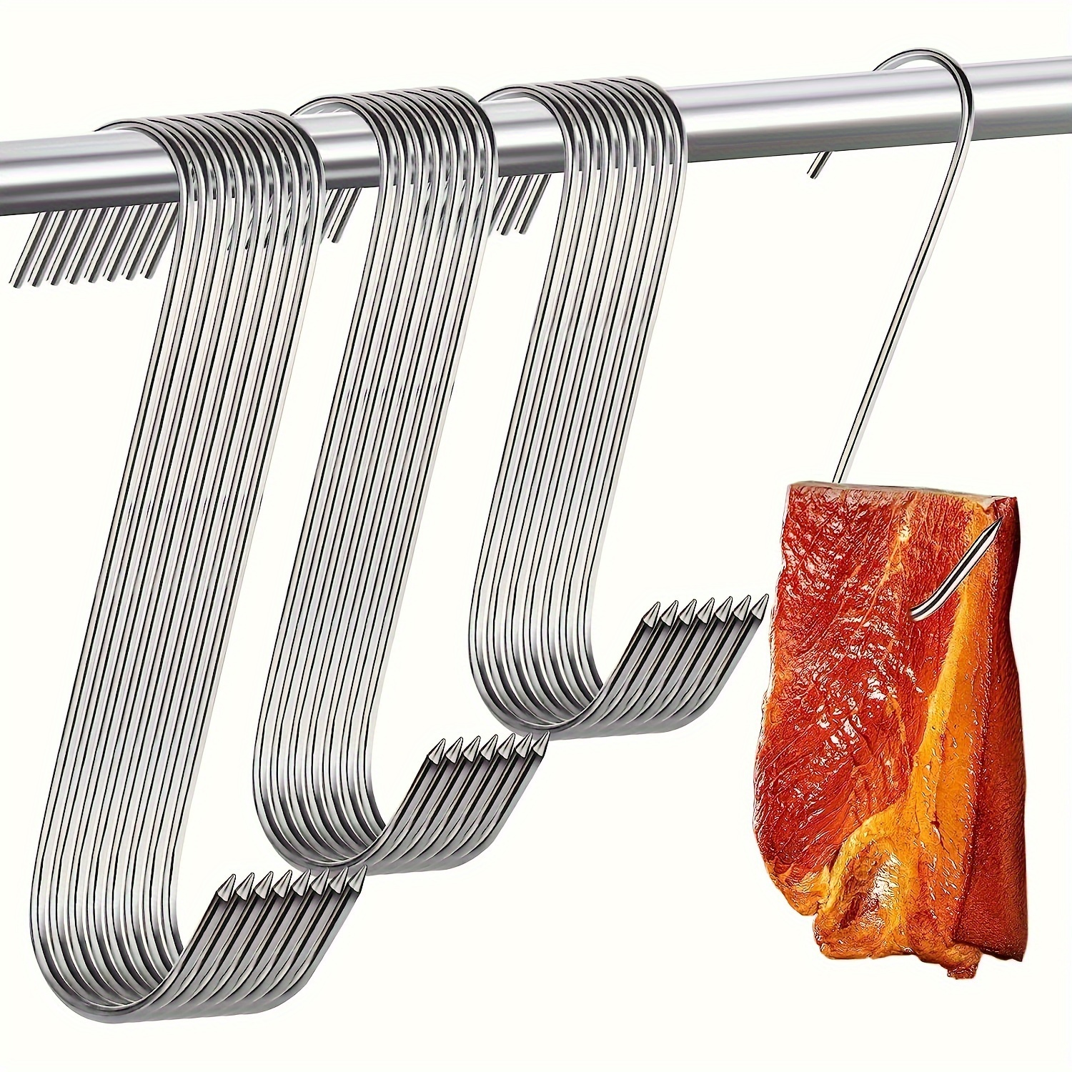 6/12pcs, Meat Hooks, Heavy Duty Stainless Steel S Hooks, Butcher Hanging  Meat Hook, S Hooks For Storage Shelves And Metal Hanger For Hanging On  Kitche