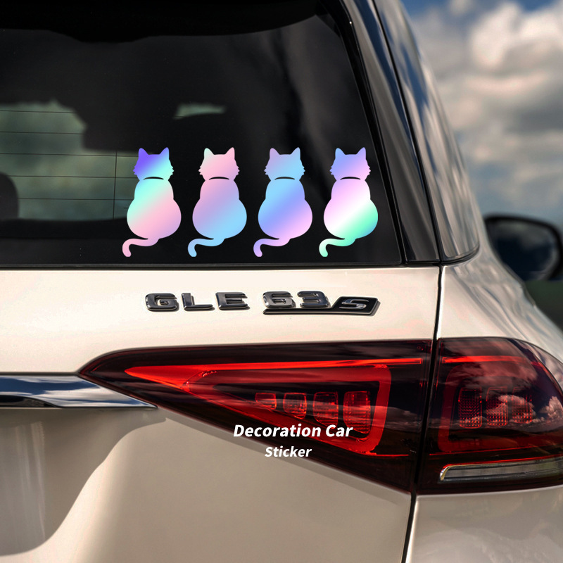 Cat Follow Lady Cute Auto Stickers Reflective Sticker Car - Temu