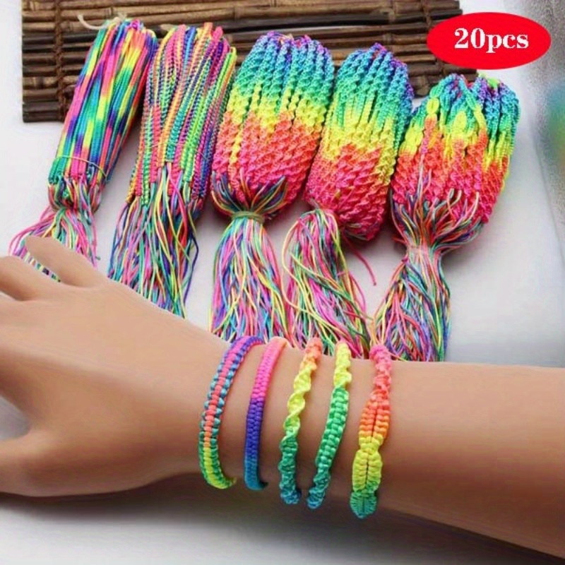 Image of Wholesale Assorted Rainbow-colored Woven Friendship Bracelets For Men And Women, Perfect For Jewelry Gifts, Delivered