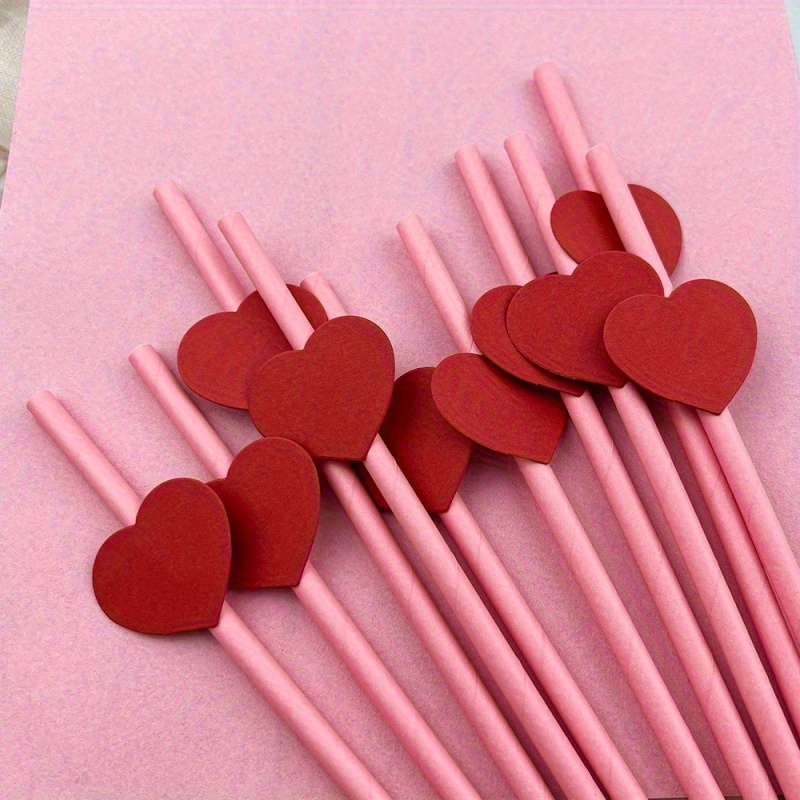 Valentine Straws Heart Shaped Straws Plastic Disposable Drinking Cute Straw  Drinking Coffee Milk Straw Valentine Party Favors - Temu