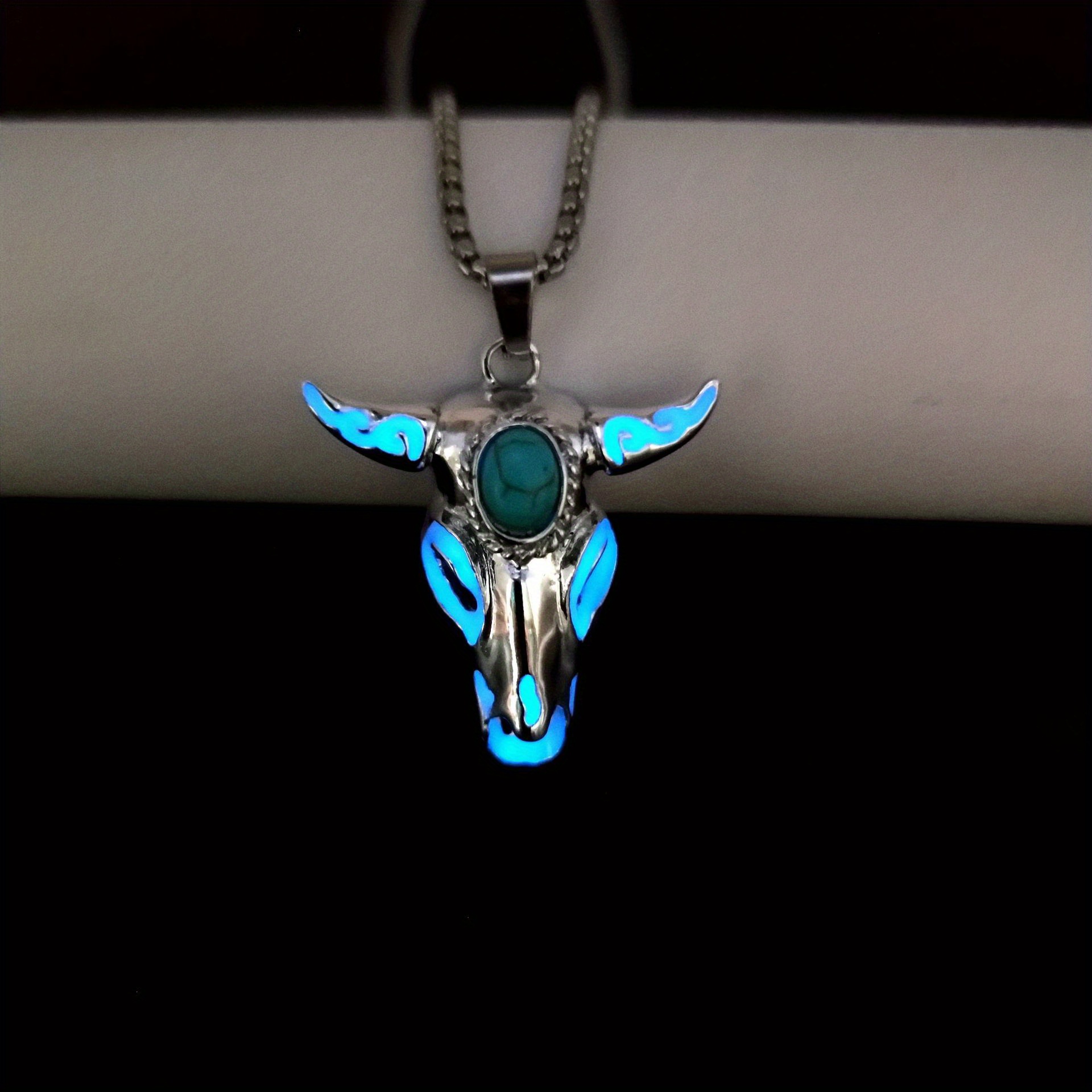 TEMU Nouveau Collier Unisexe Tête de Lumineuse Pendentif Animal Vintage