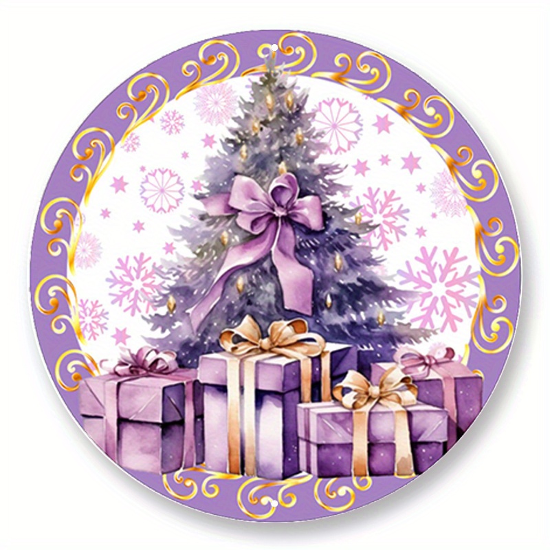 

1pc 8x8inch Aluminum Metal Sign Lavender Christmas Tree Sign, Wreath Sign, Home Decor