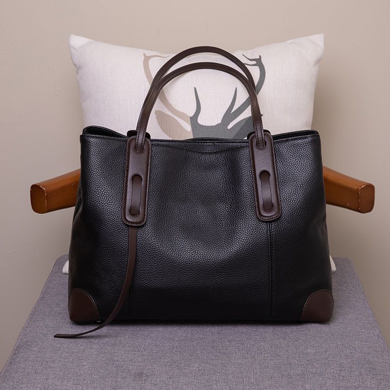 Bolso Tote Elegante Bolso Hombro Cuero Imitación Negro Moda - Temu