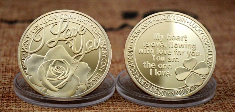 1pc Moneda Falsa De Metal, Moneda De Rosa De Amor Afortunado, Moneda Conmemorativa De San Valentín, Colección De Artesanía De Te Quiero, Regalo De Navidad Y San Valentín, Para Decoración De Hogar, Oficina Y Escritorio detalles 2