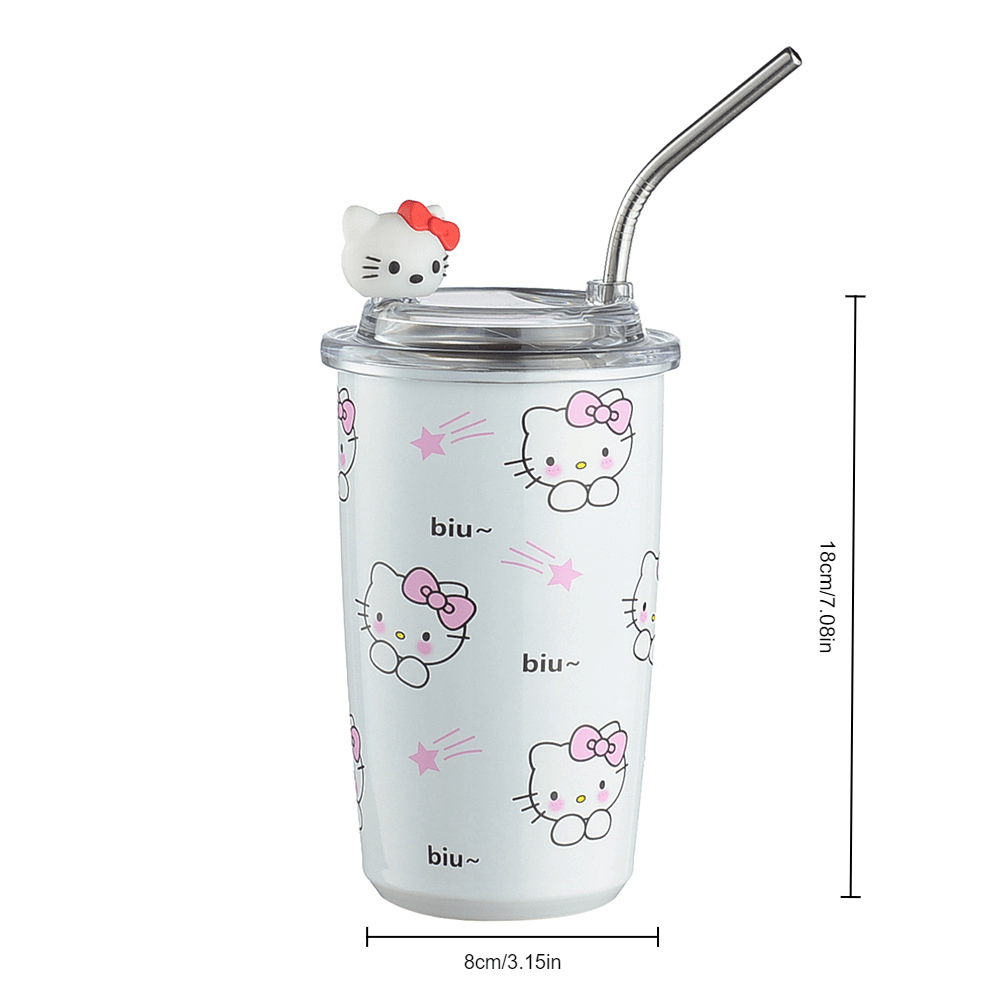 Hello Kitty Kuromi Decor Straw Water Bottle My Melody - Temu