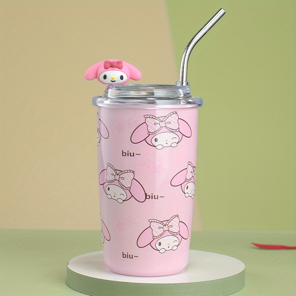 Hello Kitty Kuromi Decor Straw Water Bottle My Melody - Temu