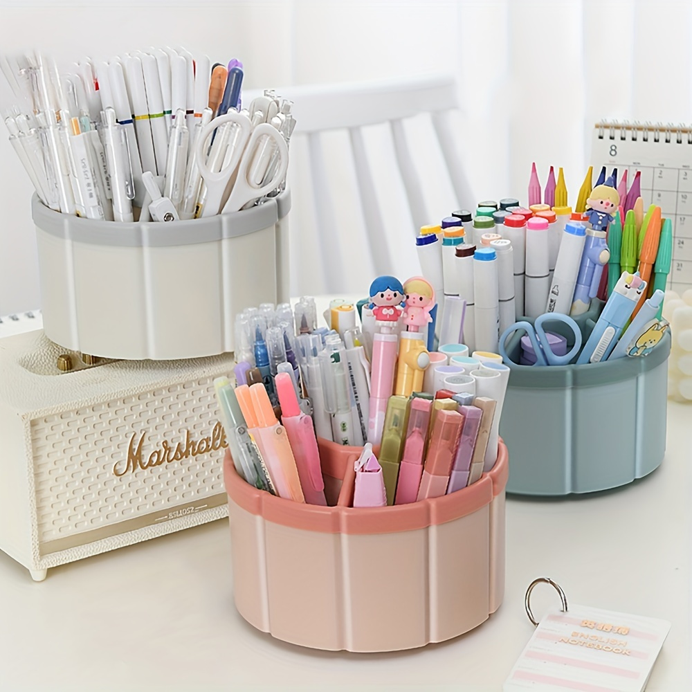 Acrylic Pen Holder Pencil Organizer, 360-Degree Rotating Crayon