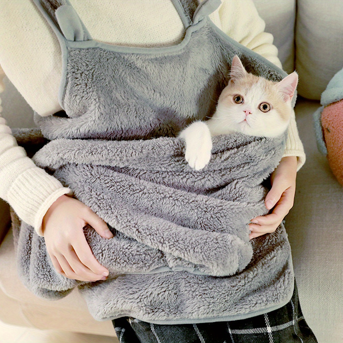 

1pc Pet Carrier Bag, Small Dog Cat Sling Accompany Carrier Bag, Hands-free Shoulder Carry Soft Breathable Cotton Pet Apron