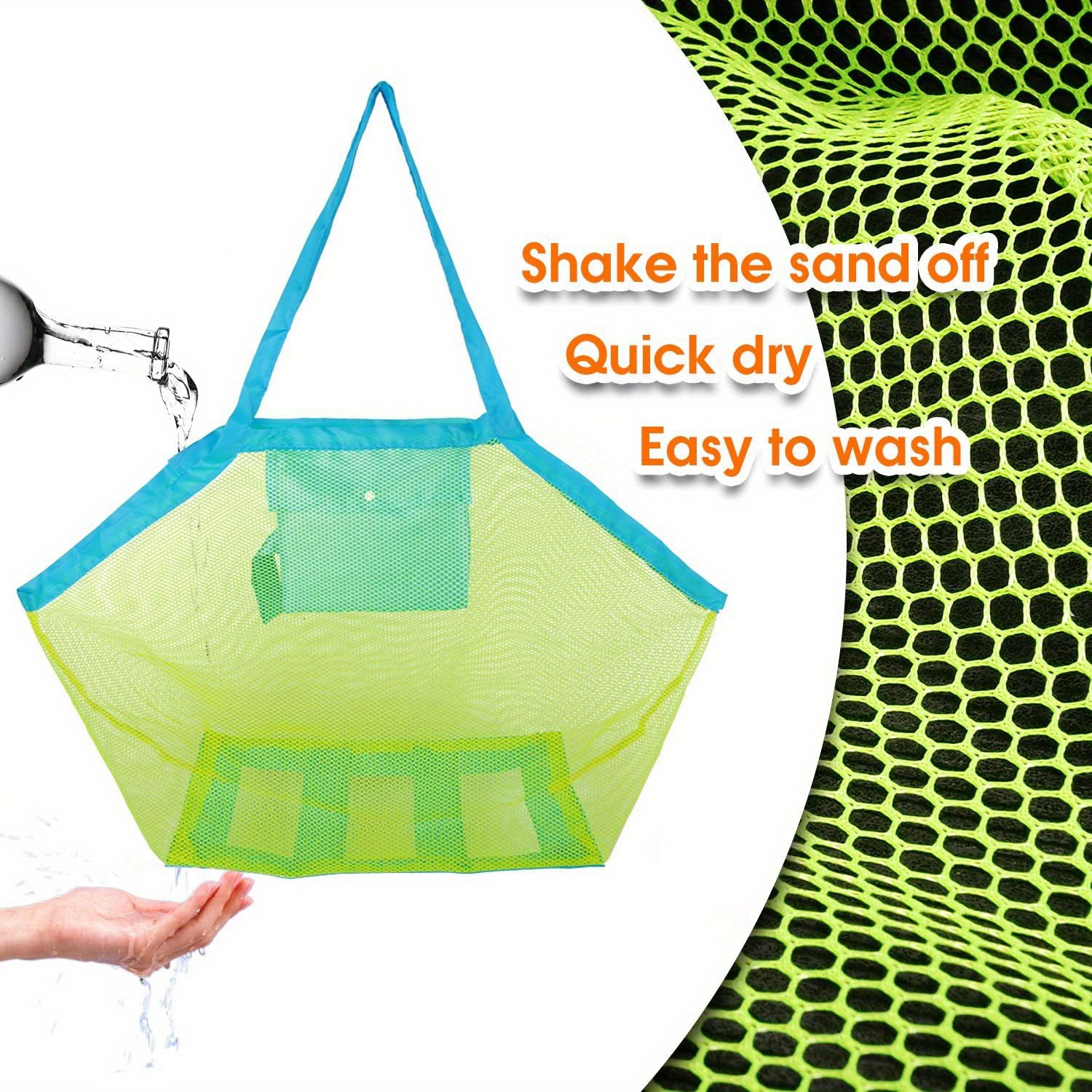 Mesh Beach Bag Portable Storage Tote Bag Sand Toys Organizer - Temu