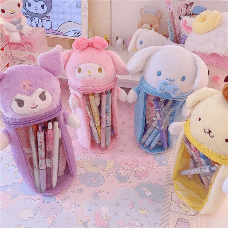 Kawaii Cartoon Plush Pencil Pouch Cute Cat Pencil Case Pen - Temu