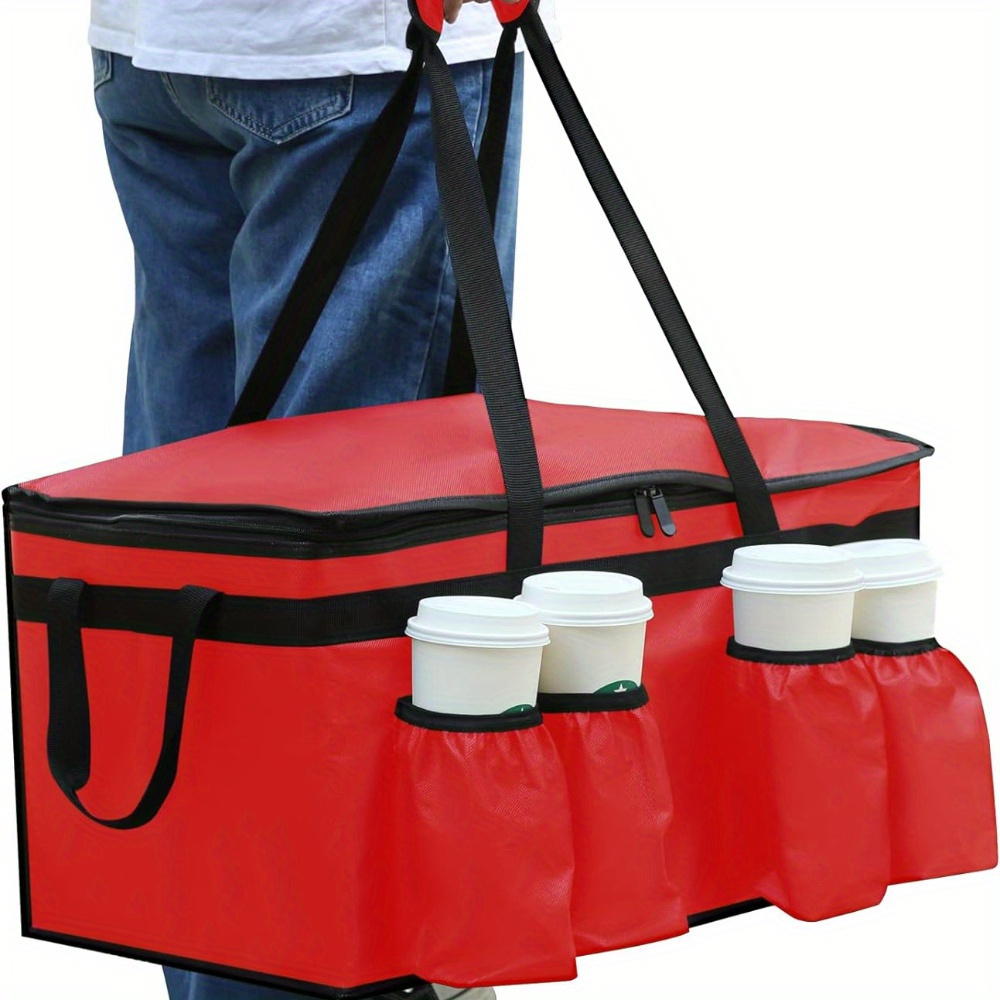 Bolsa para transporte y entrega de comida, con aislamiento (color rojo)