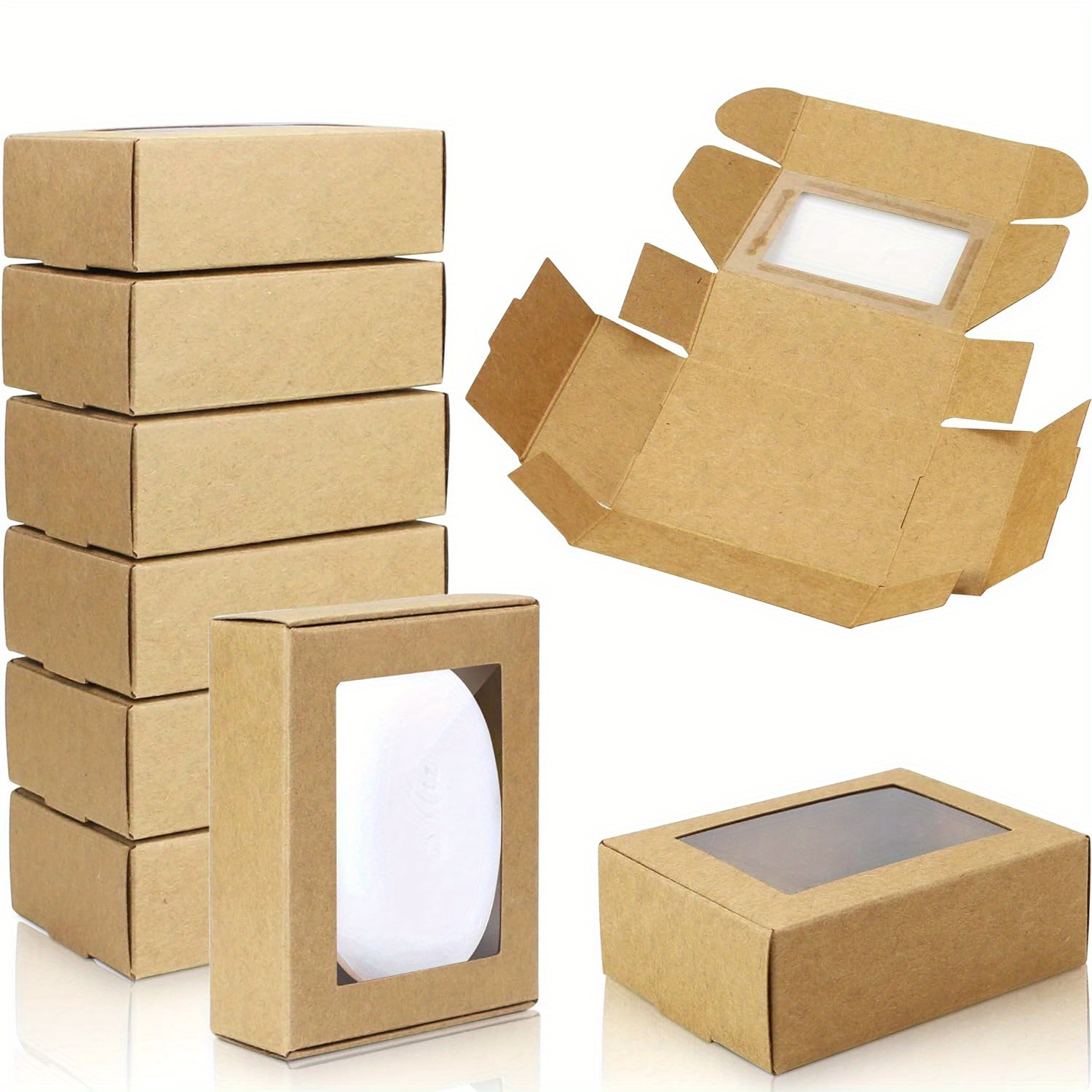 30 Pieces Soap Packaging Boxes Paper Soap Box Kraft Soap Box with Window  Rectangle Window Gift Box for Homemade Soap Making Supplies Party Favor