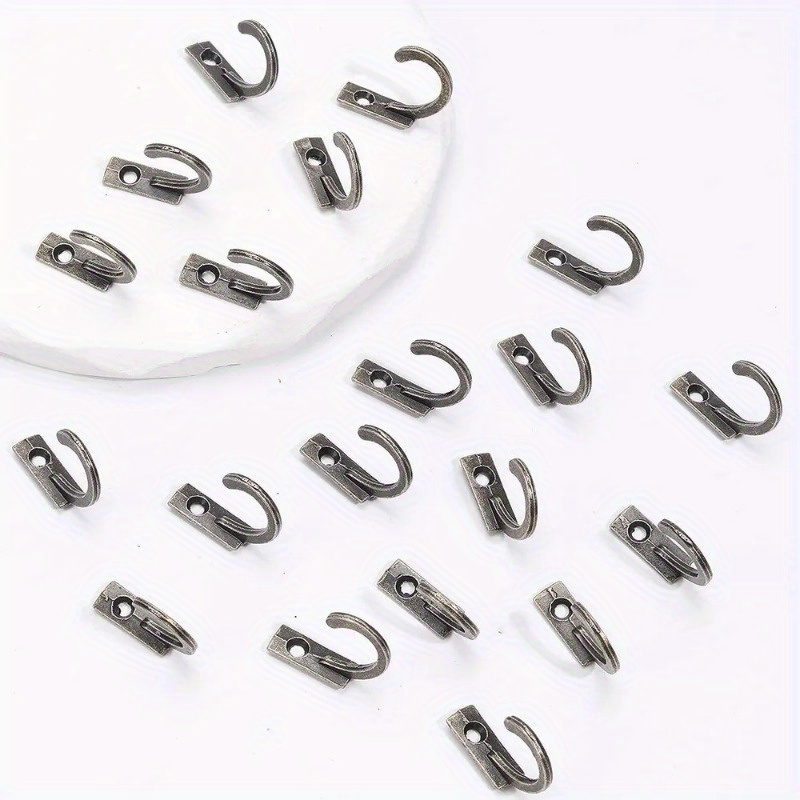 Metal Hooks Wall Hanger With Screws Silver Black Small Antique Curved Zinc  Alloy Hooks For Bathroom Furniture Hardware