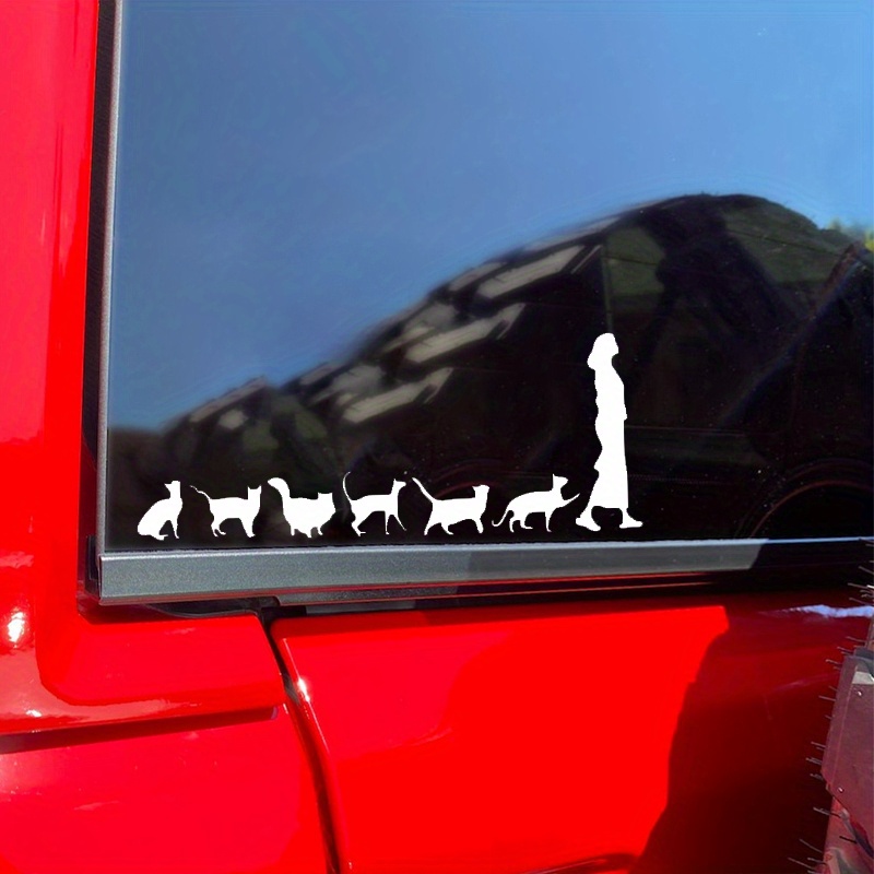 

Cat Lady Car Stickers Cats Follow Woman Sticker Cute Car Window Decal Pets Fun Car Styling Bumper Sticker