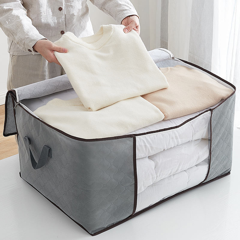 1pc large storage bag clothes storage with reinforced handle wardrobe zipper container with clear window details 14
