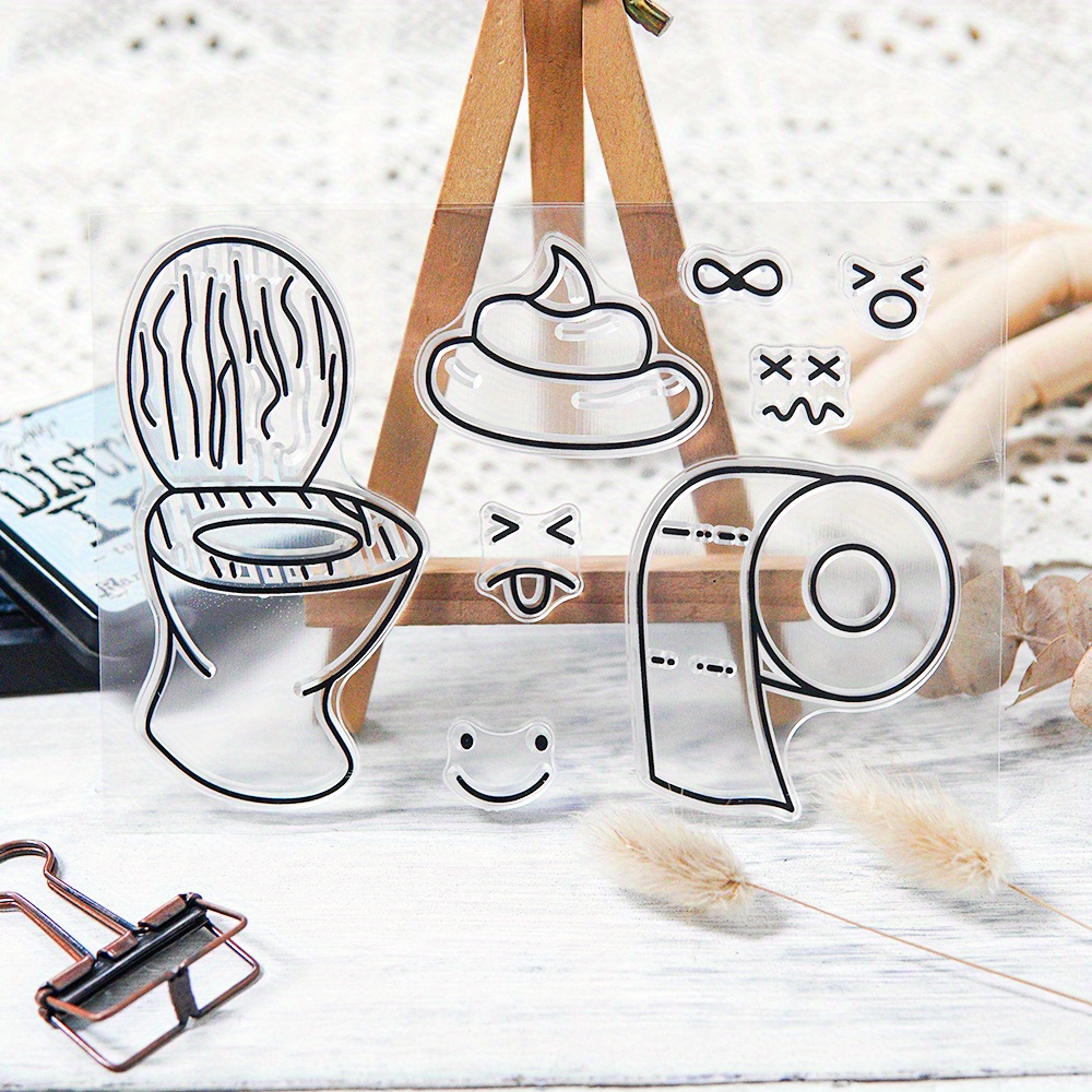 Cartoon Toilet Paper Roll Outline, Stamp & Color Clipart