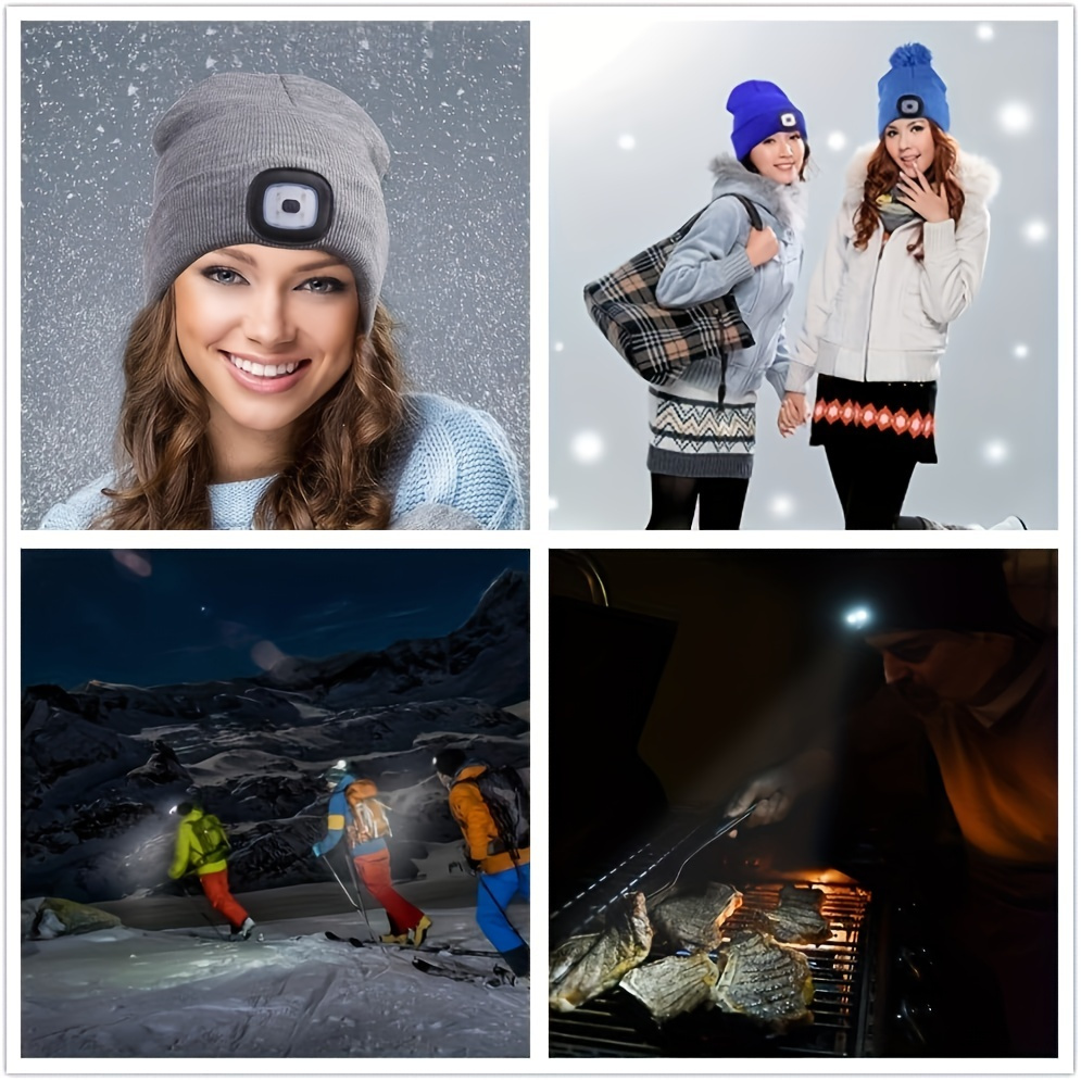 1pc Unisex Beanie Hat With Led Light 4 Led Changed With Button Cell Knitted  Hat Hands Free Headlamp For Night Walking Fishing Camping And Hunting -  Jewelry & Accessories - Temu