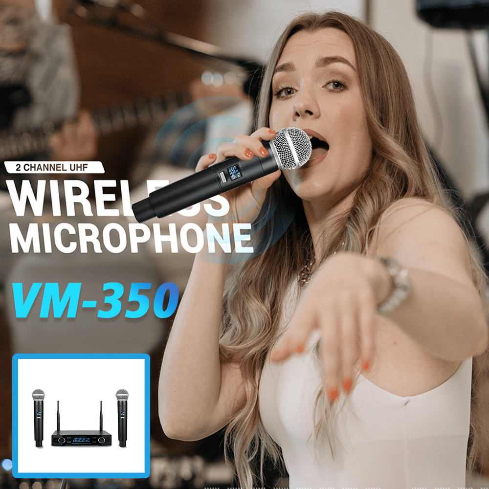 Microfono Wireless A 2 Canali Uhf Professionale Microfono - Temu Italy