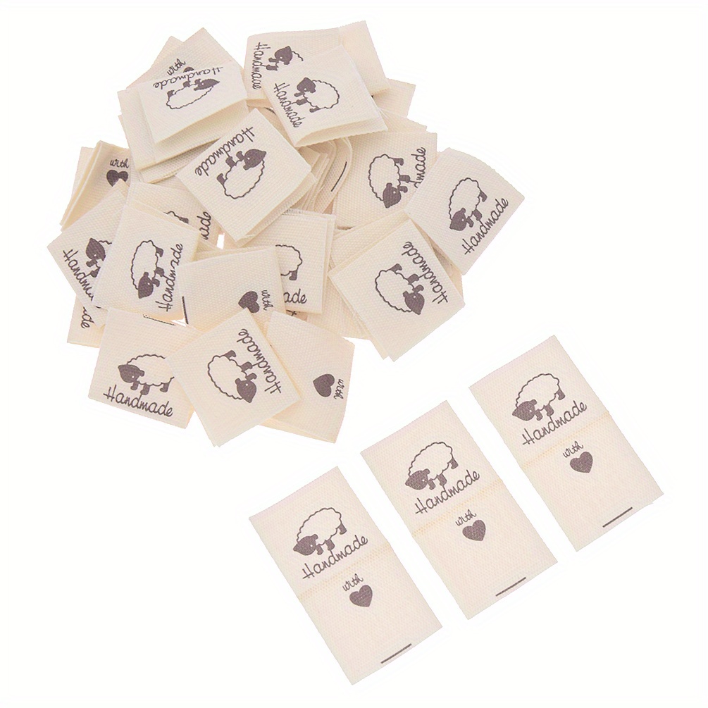 50pcs Cartoon Sheep & Heart Fabric Tags For Diy Knitting And Sewing - Craft Supplies
