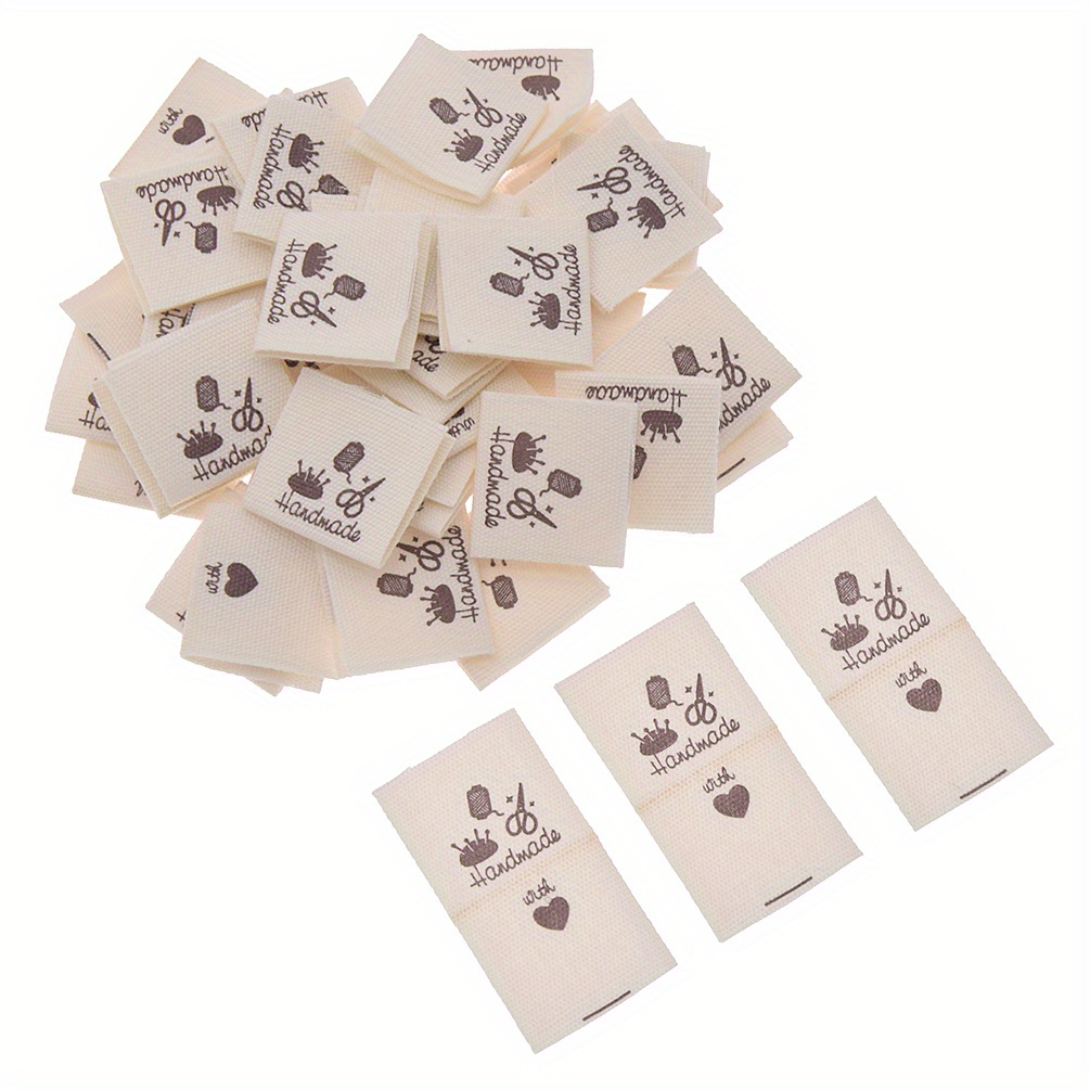 50pcs Cartoon Sheep & Heart Fabric Tags For Diy Knitting And Sewing - Craft Supplies