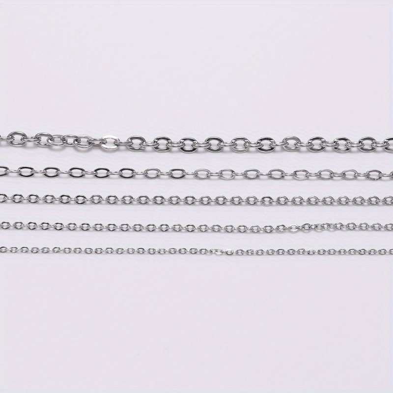 Image of 2d Flat, 5meters Stainless Steel Flat O-chain Thin Chain Jewelry Accessories Necklace Pendant Cross Chain For Necklace Bracelet Accessories Making