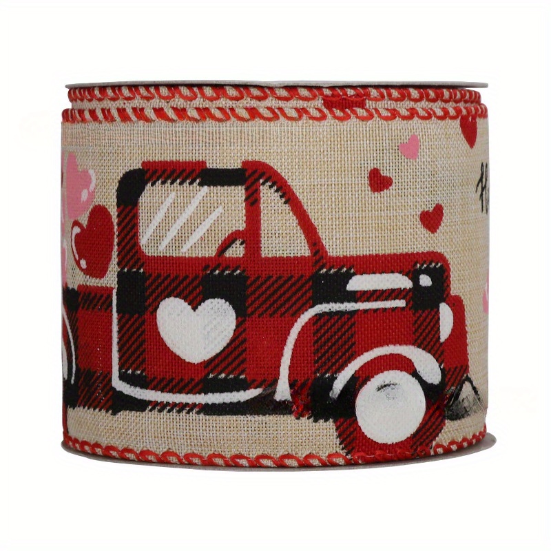 5 Yards Valentine's Day Wired Edge Ribbon Heart Patterned - Temu