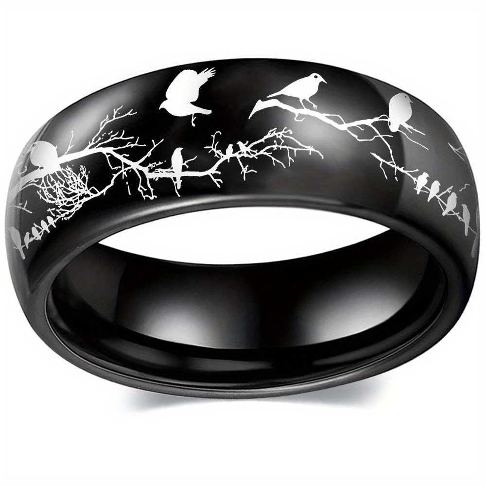 

1pc Bird And Branch Pattern Stainless Steel Men Ring Women Ring, Gift For Party Favors, Travel Accessories Etc.