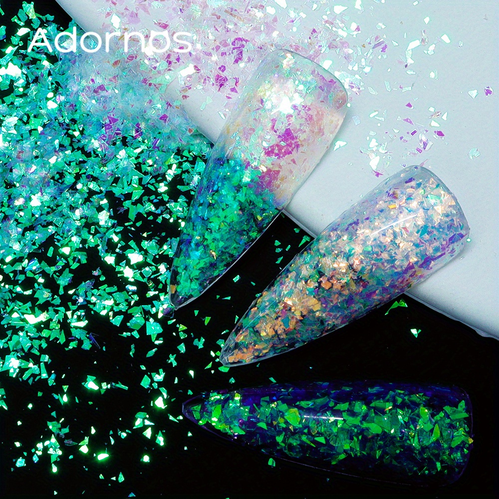 White Iridescent Glitter Irregular Flakes Resin Shaker Fillers Fillings DIY  Crafts Nail Art Decorations Shiny Mermaid Sequins