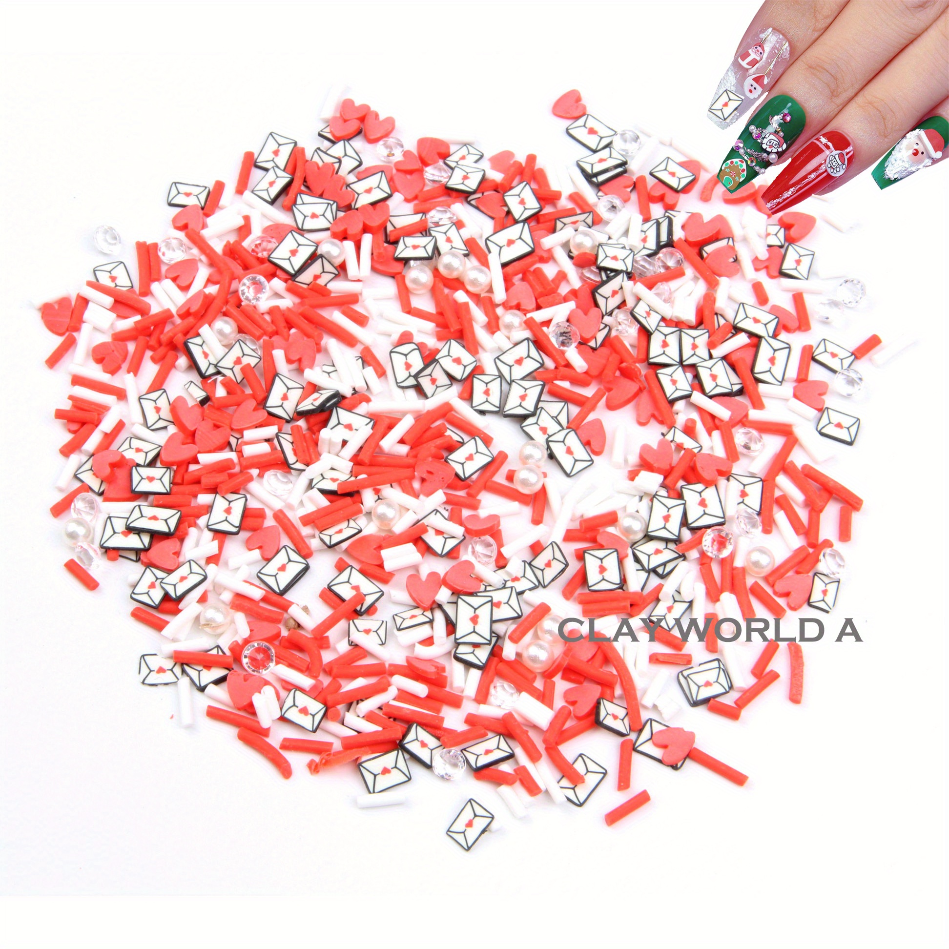 Valentine's Day Nail Art | Heart Fimo Cane Slices | Polymer Clay Cane  Supplies (250pcs by Random)