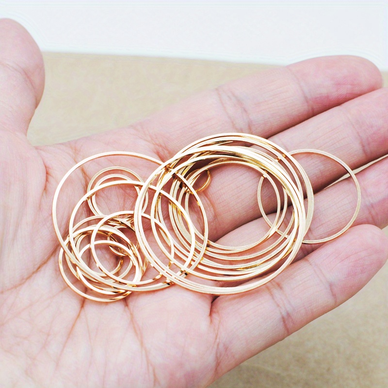 

20pcs 8-40mm Basic Brass Closed Hoop Earring, Connectors Rings For Diy Jewelry Making, Supplies Accessories