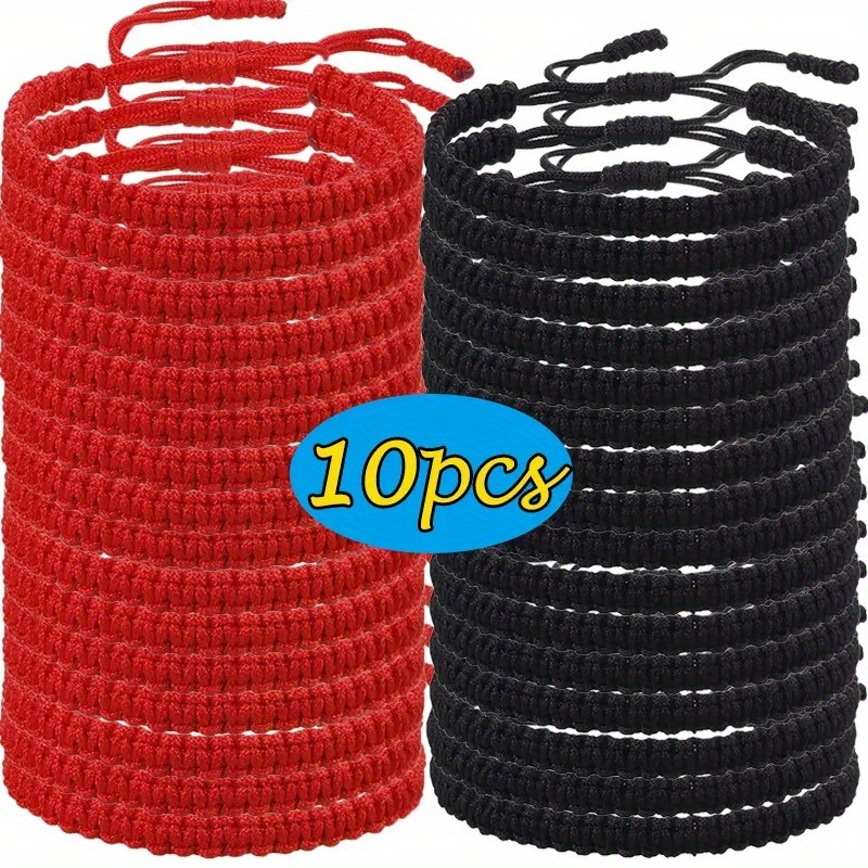 

10pcs/set Lucky Red Thread Bracelet For Men, Adjustable Handwoven Braided Rope Knots Bracelet, Jewelry Wristbands
