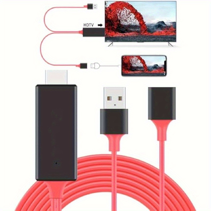 Câble adaptateur Lightning à HDMI (6.6 pi) pour projecteur AppleTV numérique  iPhone iPad à 1080p télé HD, noir