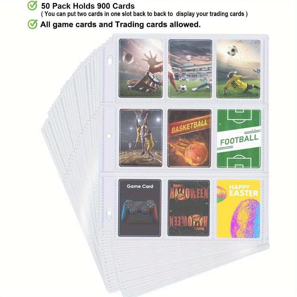 50 Page Feuille 900 Pochette Carte Classeur Album Collection