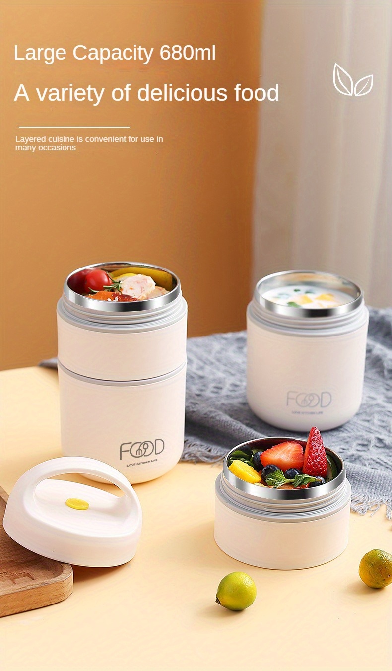 1set upgradation insulated lunch box set with soup box and   cup portable stainless steel breakfast box for outdoor activities details 2