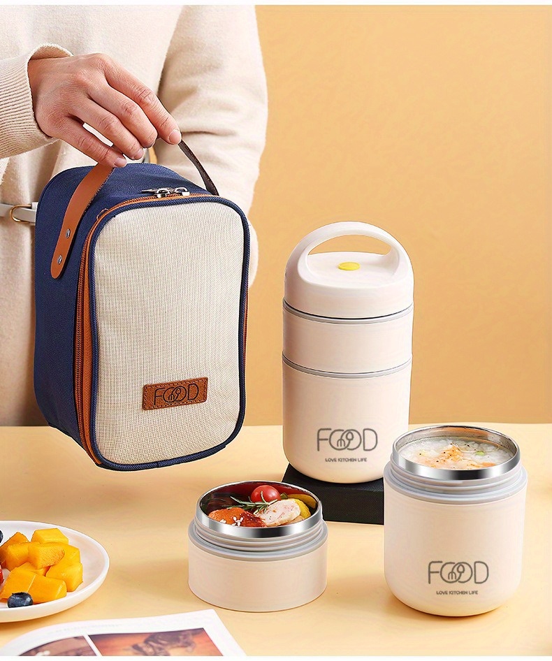 1set upgradation insulated lunch box set with soup box and   cup portable stainless steel breakfast box for outdoor activities details 20