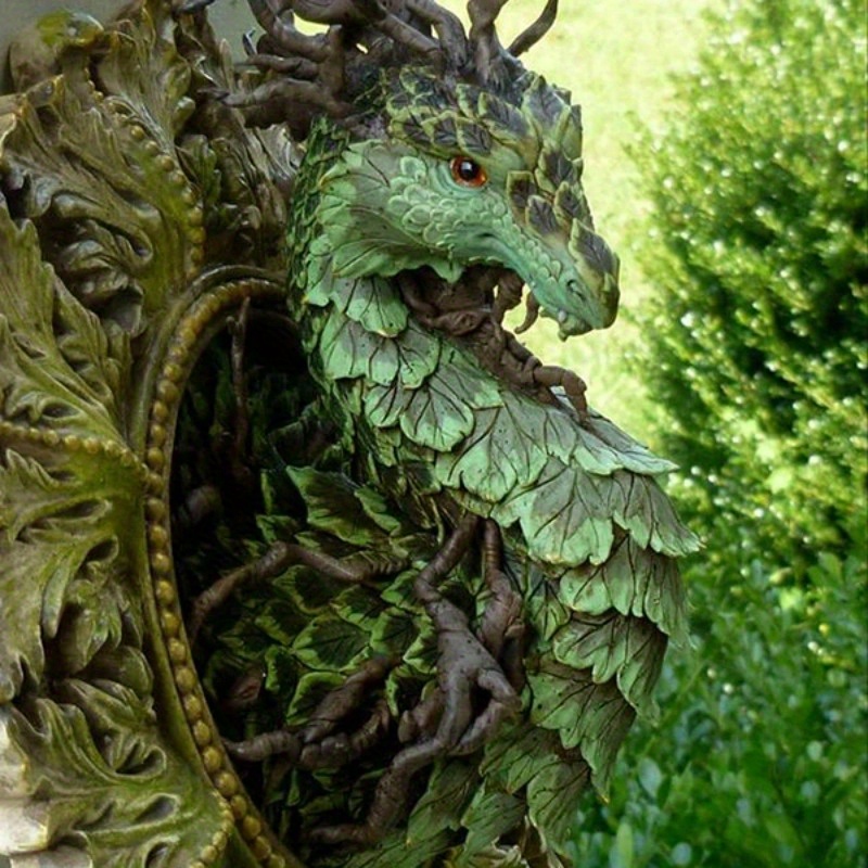 1pc Sculpture de dragon en résine, Statue de dragon devant la fenêtre,  Décoration de jardin féerique