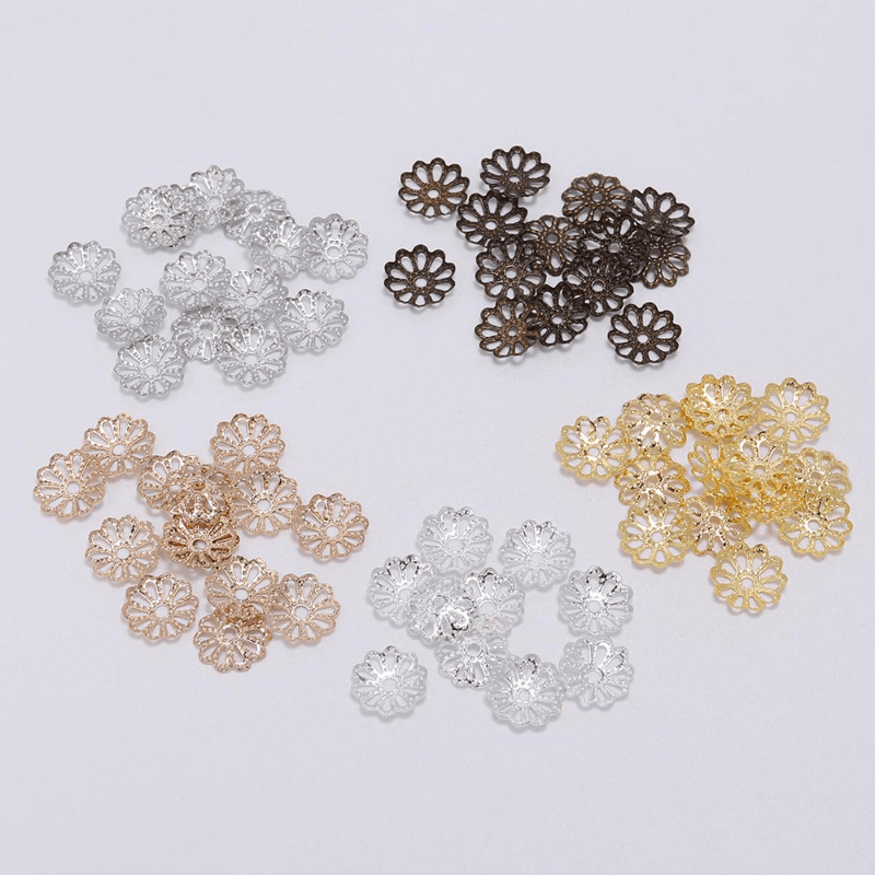 

200pcs/pack 7/9mm Golden Petal Bead Cap Bulk Tail Spacer Charm Beads For Jewelry Making Diy Special Bracelet Necklace Handmade Craft Supplies