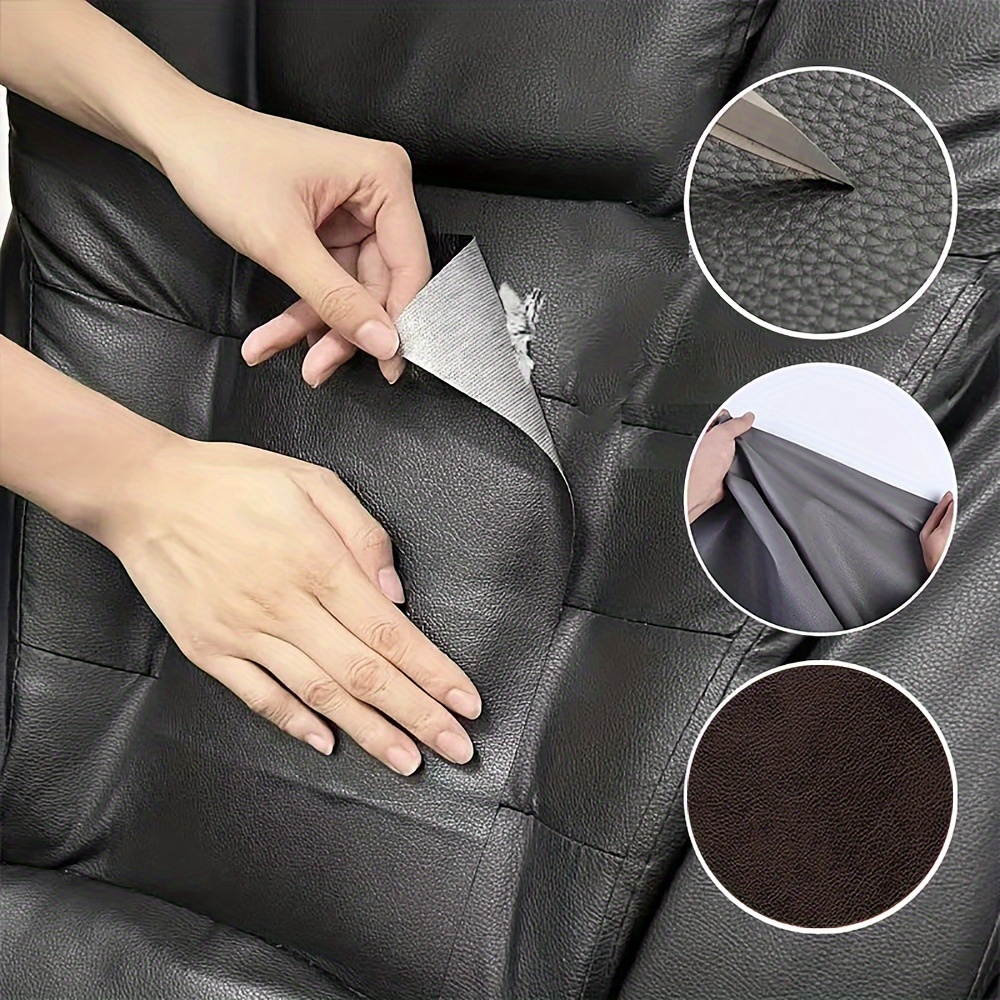 Adhesivo de cuero con parche de cinta de reparación de cuero para sofás  negro