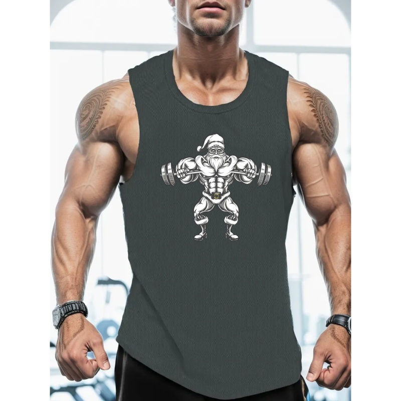 

Muscular Santa Sleeveless Tank Top, Undershirts For Workout At