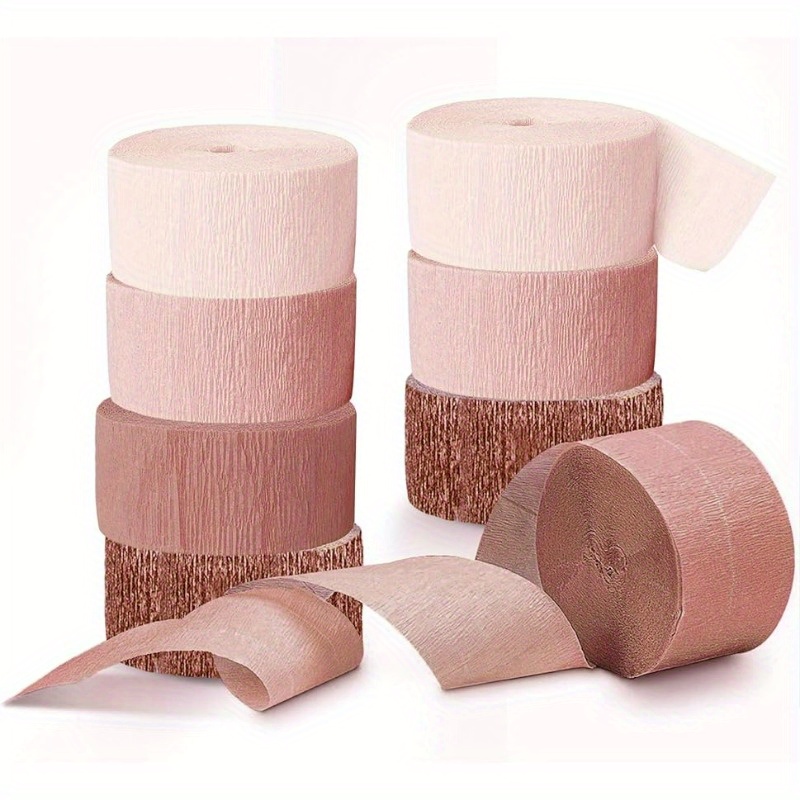 

4 Rolls, Rose Golden Crepe Paper Streamers Tassels Streamer Paper For Wedding Valentine's Day Birthday Baby Bridal Shower Family Gathering Decorations, Wedding Party Supplies 82ft Long