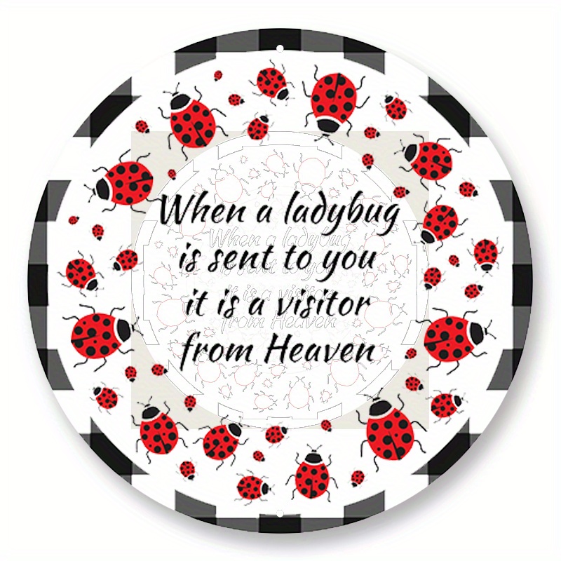 

1pc Of An 8x8 Inch Aluminum Metal Sign With A Ladybug Design, A Sign That Conveys A Heavenly Message