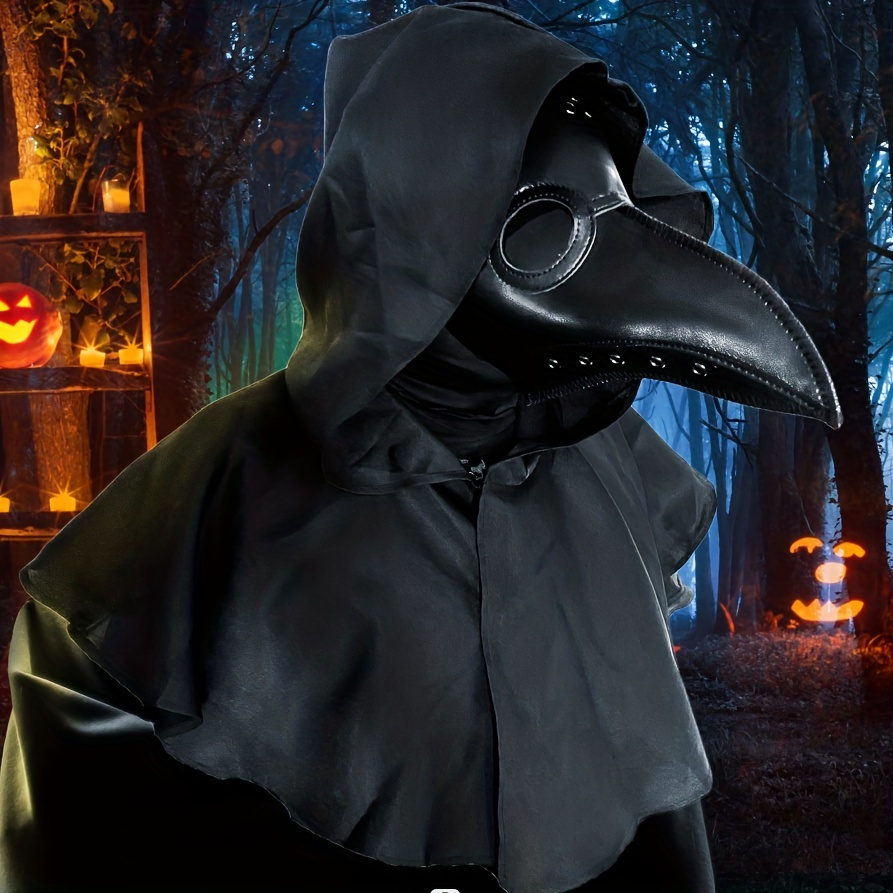 Creepy Party Peste Doctor Masque en Cuir Noir Long Nez Bec D'oiseau  Steampunk Masques Costume Props pour Bal Masqué Halloween Party Carnaval  Cosplay