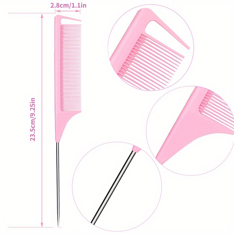 Rat Tail Comb Parting Comb For Braiding Hair Carbon - Temu